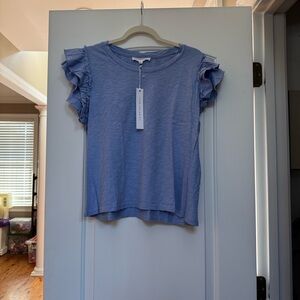 Jane and Delancey Ruffled Sleeve Tee - Soft Blue